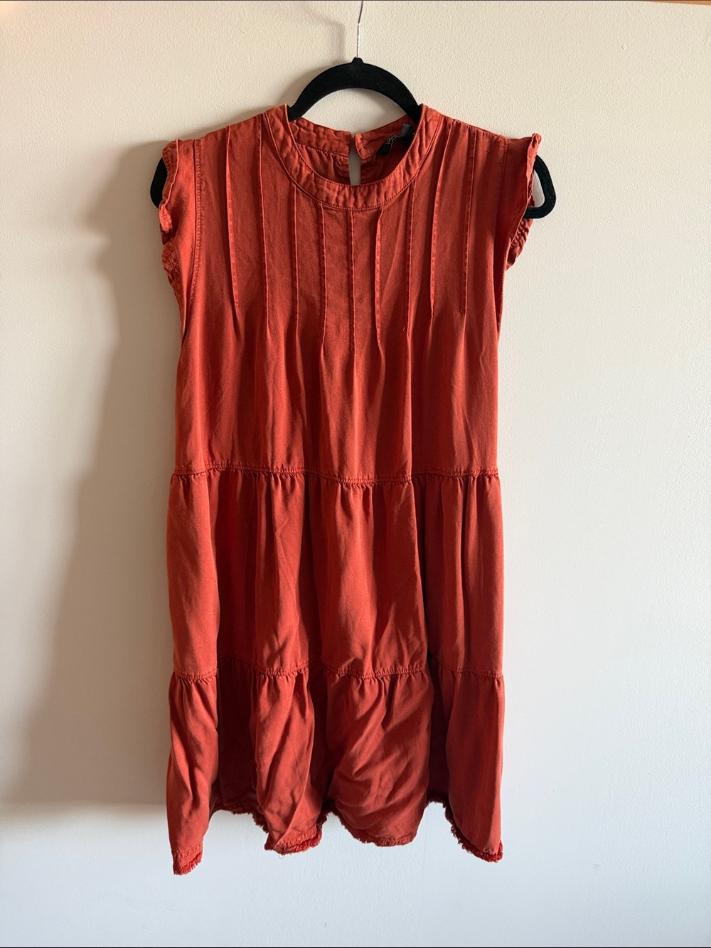 Velvet Heart Rust Tiered Dress with Pintuck Detail